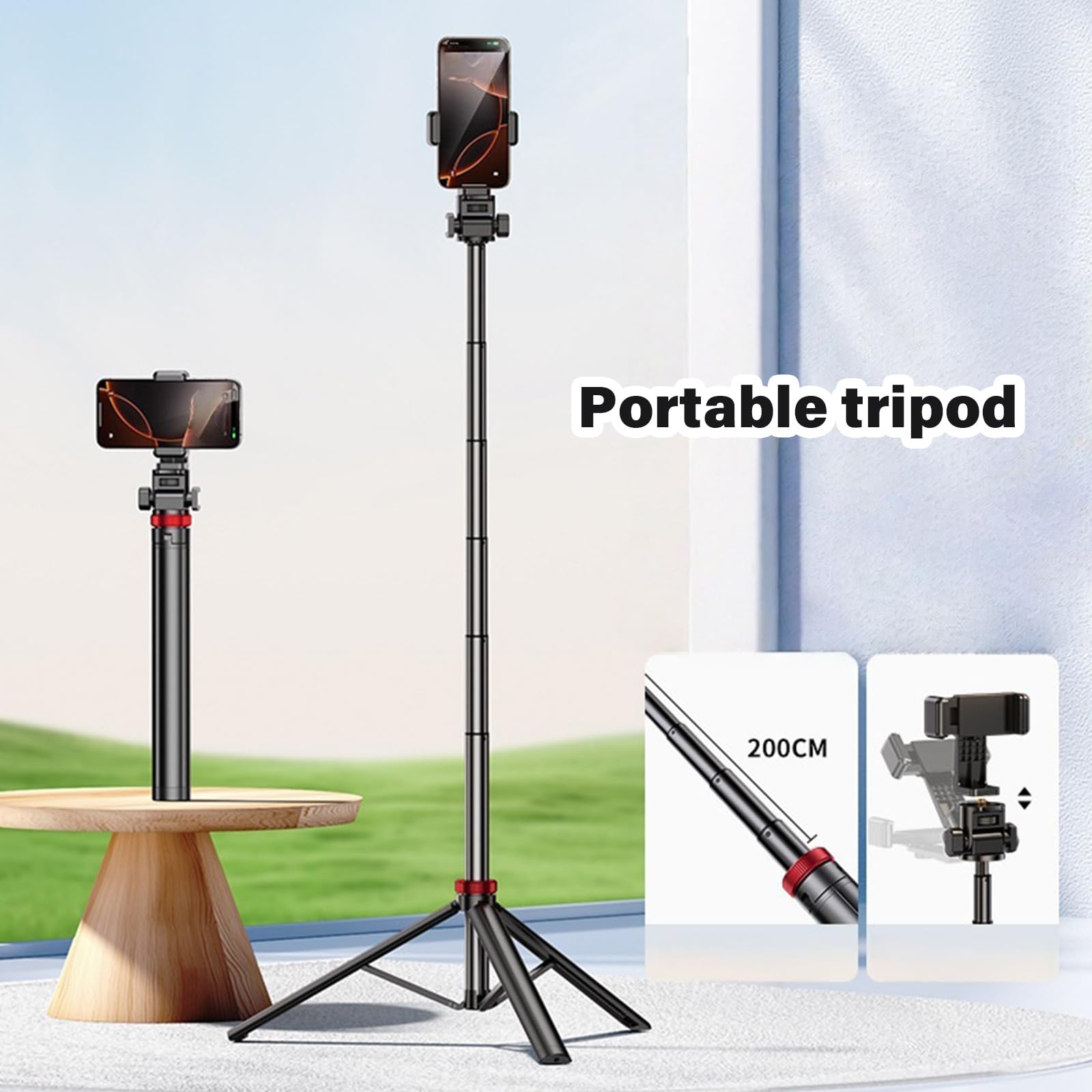 Soporte de aluminio profesional para smartphone, DSLR, altura extrema, 2 m, montaje rápido, herramienta de fotografía, soporte para cámara