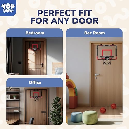 Miniatura 4 de TOY Life Aro de baloncesto sobre la puerta, aro de baloncesto para habitación, oficina, mini aro de baloncesto para interiores, niños, adolescentes