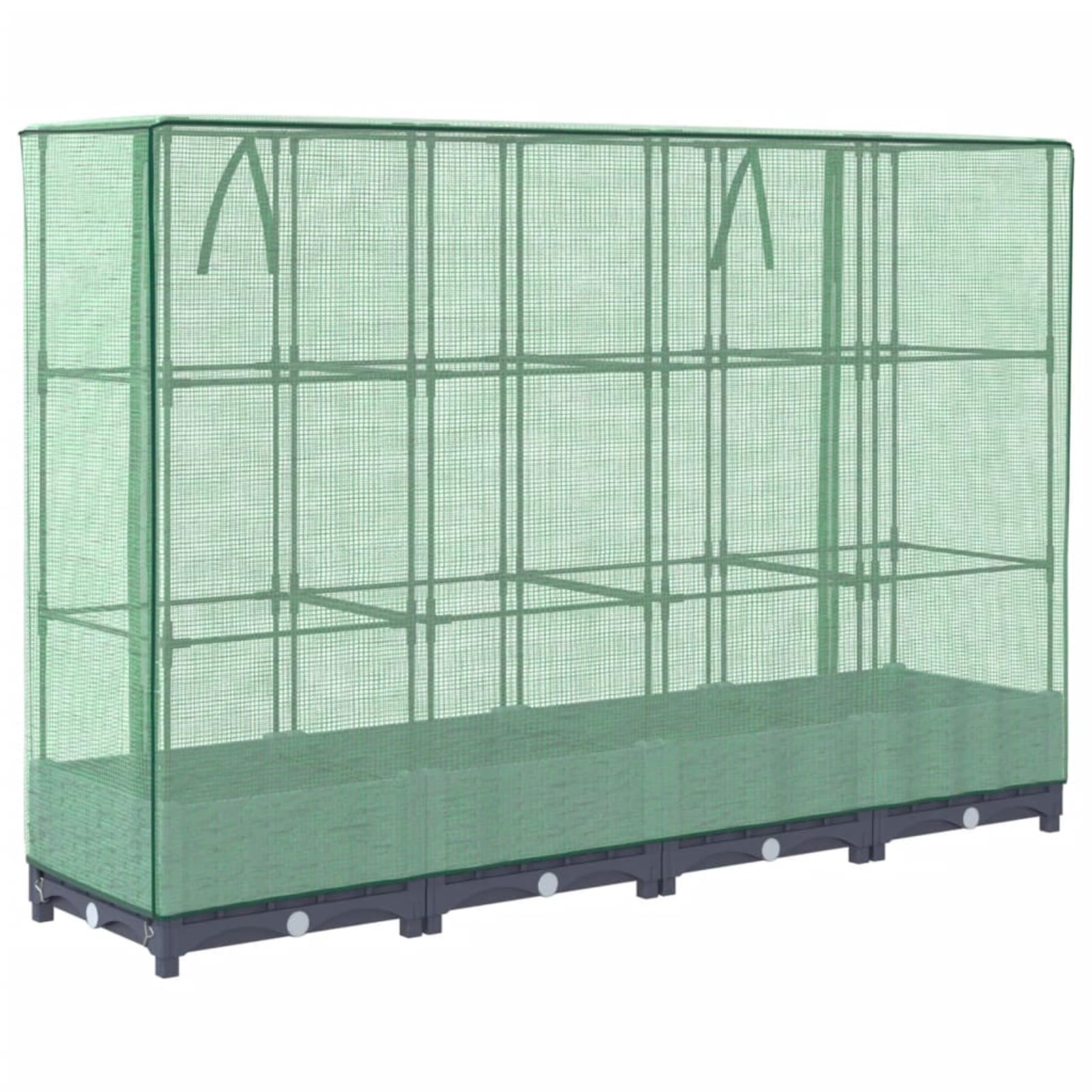 Homgoday Hochbeet mit Gewächshaus-Aufsatz Pflanzkasten Gemüsebeet Blumenbeet Blumenkasten Gartenbeet Pflanzbeet Frühbeet für Balkon Garten Terrasse Rattan-Optik 160x40x123 cm Dunkelgrau