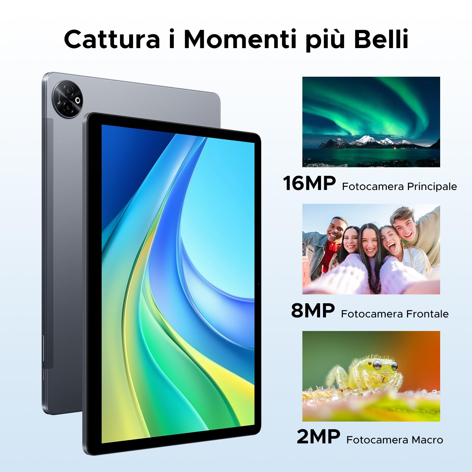 Tab E3 Max Tablet 14 Pollici 2,1K FHD+, Tablet Android 15, Batteria 13500mAh Tablet con Sim, Processore Helio G100 Octa-core, 32GB RAM + 256GB ROM (2 TB TF), 16MP+8MP, 4G LTE/5G Wi-Fi/GPS