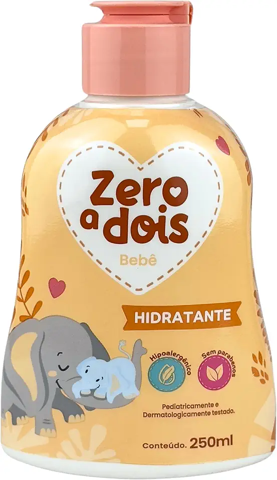 Zero a Dois, Loção Hidratante para Bebê, Aroma Suave, 250ml