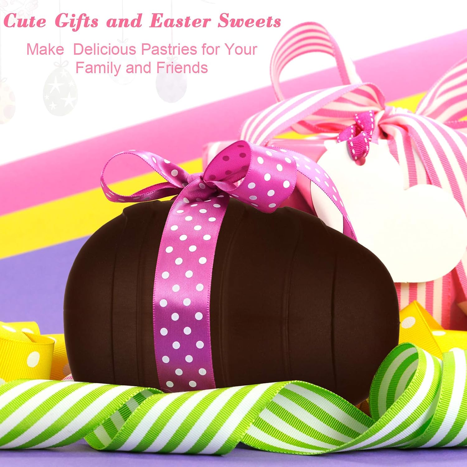 3 Pieces Easter Egg Shape and Bunny Cake Baking Mold DIY Chocolate Mold for Easter Handmade Soap Pastry Cake Dessert Decoration (Green, Pink, White)
