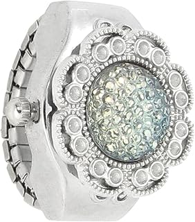 Qtqgoitem Faux Crystal Decor Flip Open Dial UK G Ring Watch Silver Tone for Women (Model: 568 a4a 4b2 665 91d)
