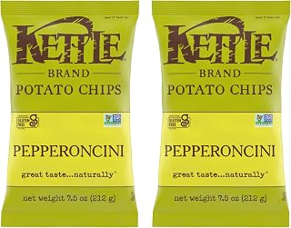 Kettle Brand Potato Chips, Pepperoncini Kettle Chips, 7.5 Oz (Pack of 2)