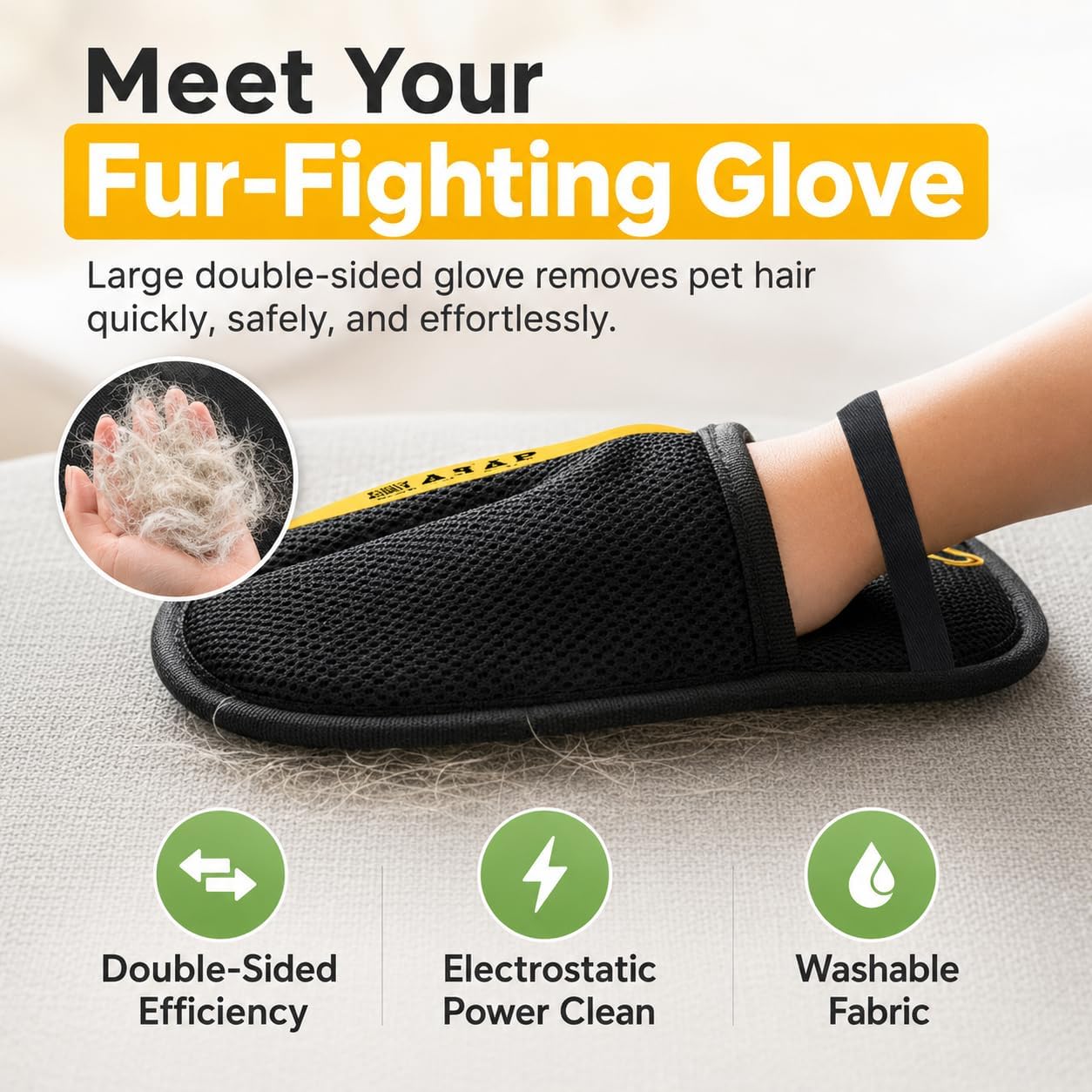 ZARAD Pet Hair Removal Glove for Dogs & Cats – Electrostatic Reusable Dog & Cat Hair Remover Glove Fur Remover for Furniture (2)