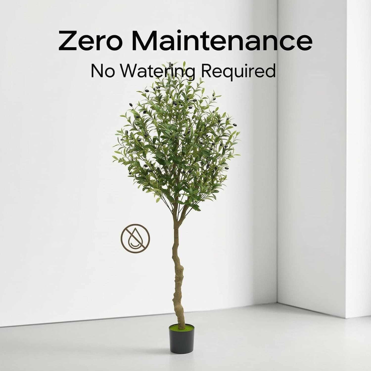 Olivo Artificial 180cm Realista, Planta Artificial con Maceta, Árbol Falso | Resistente a Rayos UV, Ideal Para Salón, Oficina, Balcón, Interior y Exterior, Sin Mantenimiento