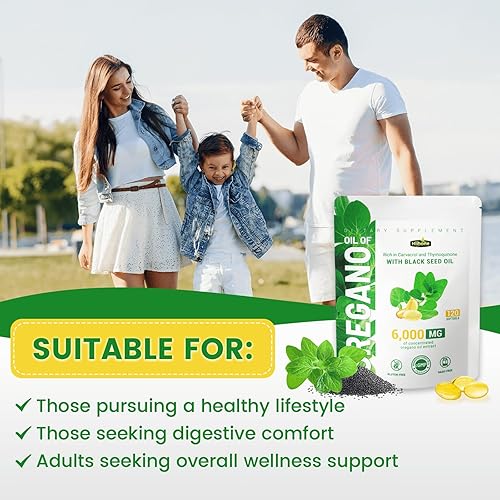 Miniatura 9 de Cápsulas blandas de aceite de orégano - Aceite de orégano con aceite de semilla negra, formulado con Carvacrol 165mg y timoquinona, 240 cápsulas