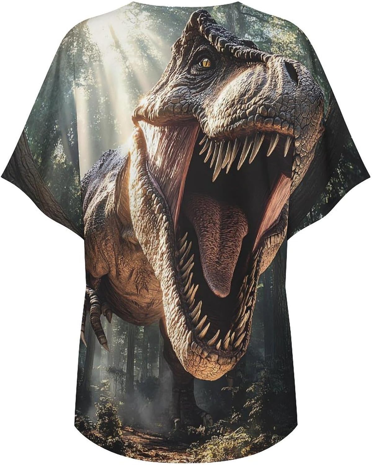 Dinosaur Women's Open Front Cardigan Short Sleeves Jacket Lightweight Sweaters Tops