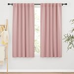RYB HOME Short Bedroom Blackout Curtains - Small Window Treatment Set Energy Saving Thermal Insulated Drapes for Living Room/Nursery/Kitchen, 42-inch Wide x 45-inch Long, Black, 2 Panels