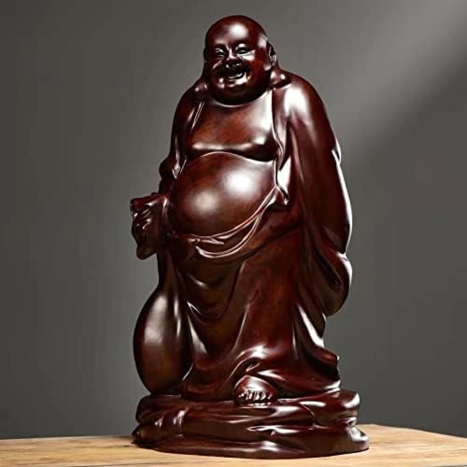 Amazon｜仏像木彫り七福神布袋布袋の置物木像木製フィギュア花梨木