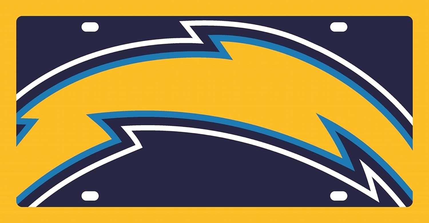 Los Angeles Chargers Printed MEGA Style Deluxe Laser License Plate Tag Football