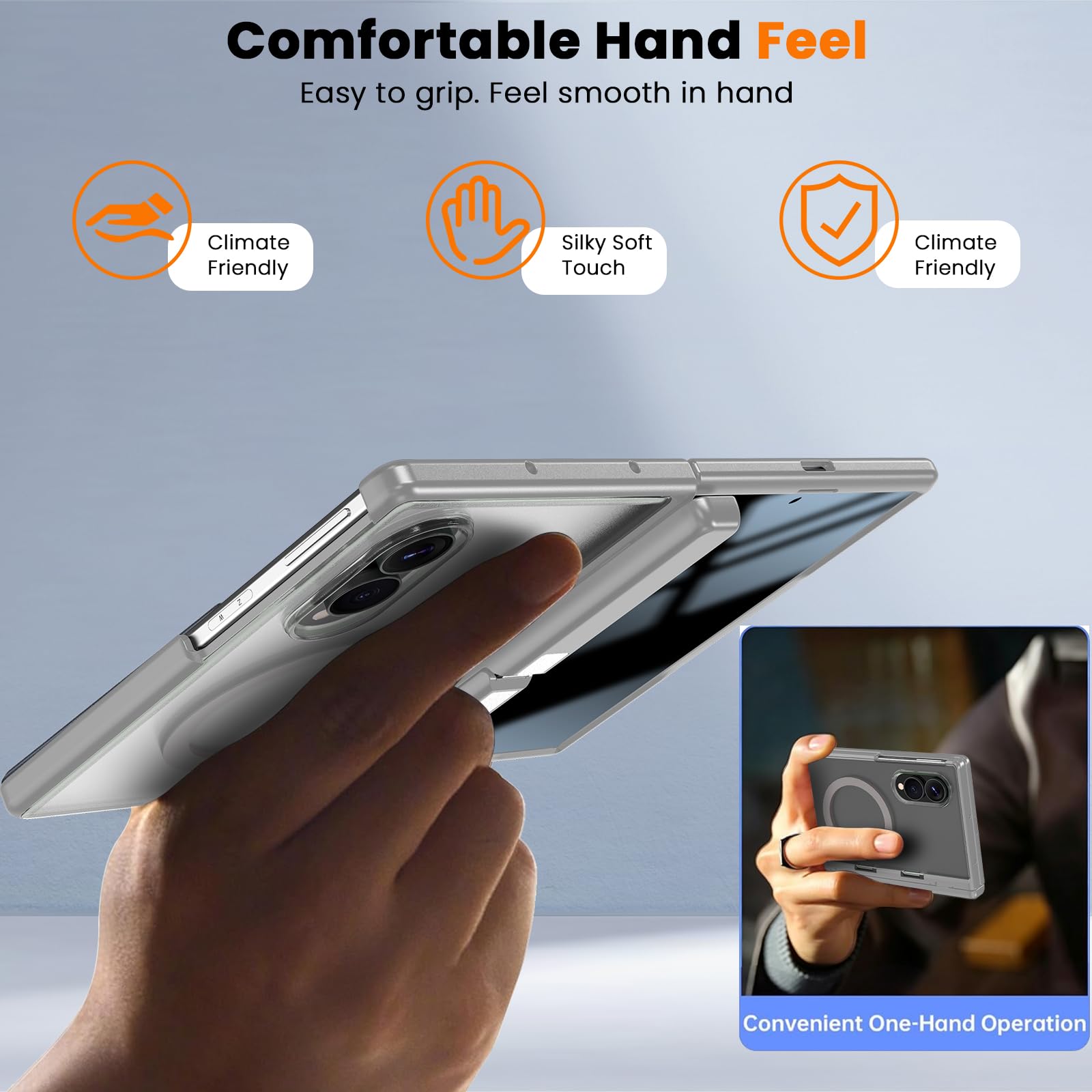 WRJ Custodia per Samsung Galaxy Z Fold 8 con protezione per lo schermo | Cavalletto pieghevole adatto per Magsafe Protezione cerniera di grado militare Protezione contro le cadute Custodia magnetica