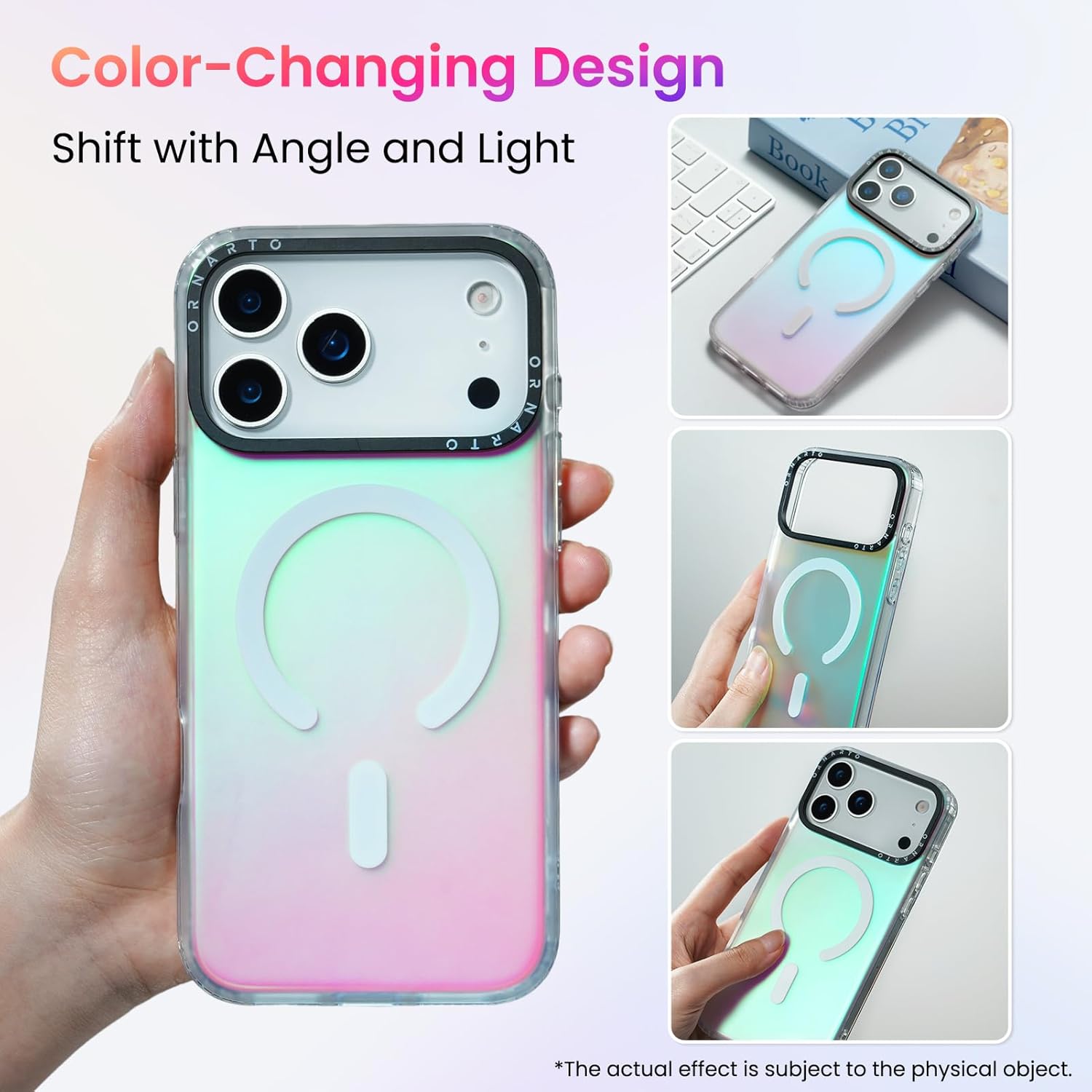 ORNARTO Compatible with iPhone 17 Pro Max Case 6.9", Electroplated Iridescent Gradient Cover, Compatible with MagSafe, Slim Rainbow Phone Case – Aurora Green - Image 2