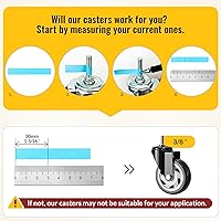 Vista 5 de HOLKIE Ruedas giratorias de 4 pulgadas, ruedas de vástago de bloqueo total, 3/8 pulgadas -16 x 1