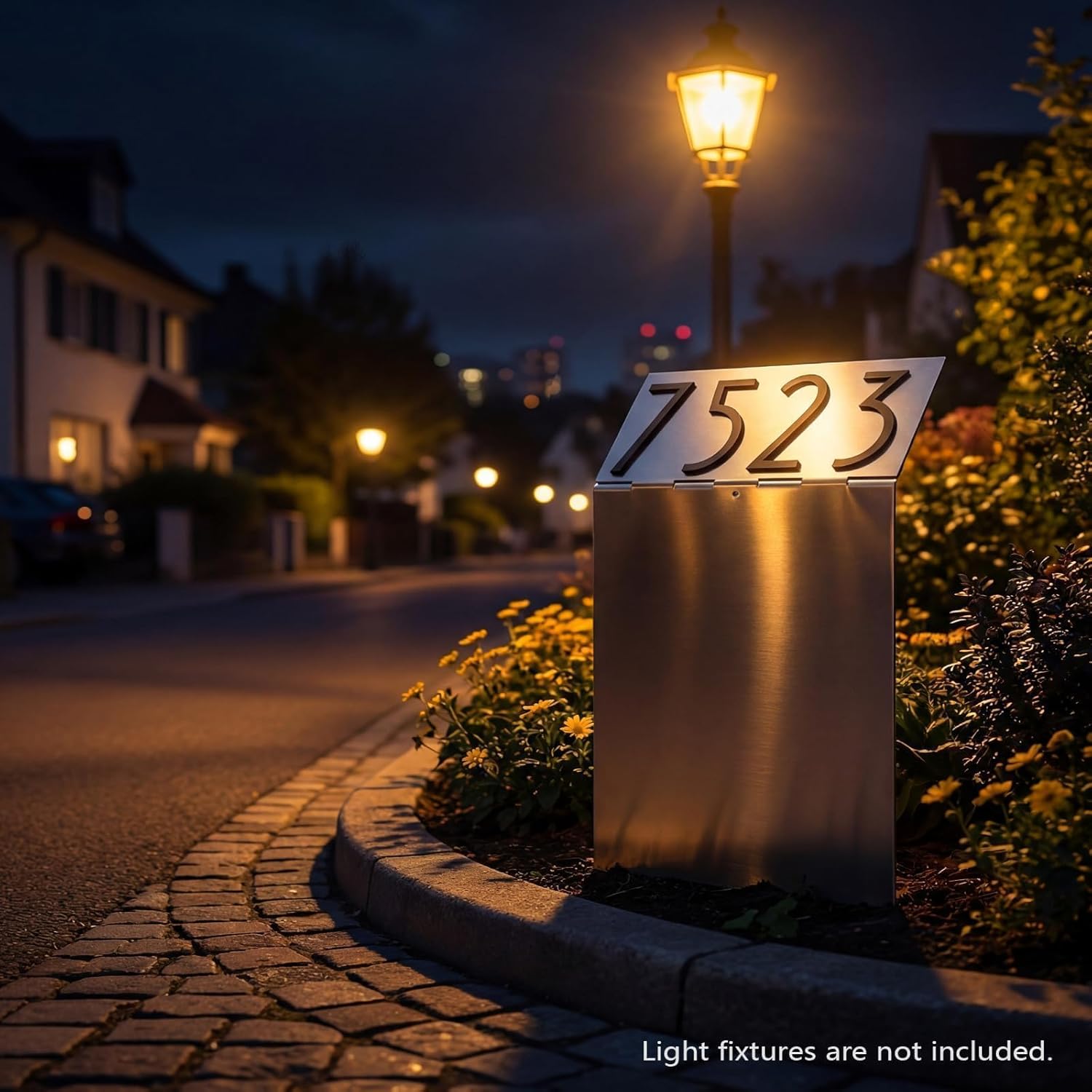 Modern Address Sign, Easy Install In-Ground House Number Kit with 3D Acrylic Numbers & Letters, Stainless Steel, Waterproof Outdoor Plaque (12x18 Inches)