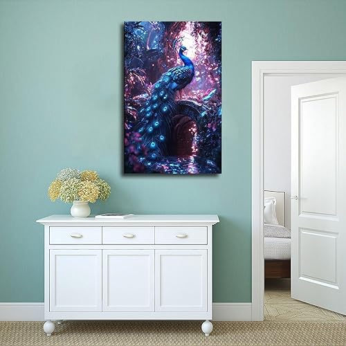 Miniatura 4 de XAHOR Cyber Peacock Temple Wall Art  Retro Futurism Fantasy Jungle Poster  Sci-Fi Bioluminescent Nature Print Canvas Poster Bedroom Decor Sports