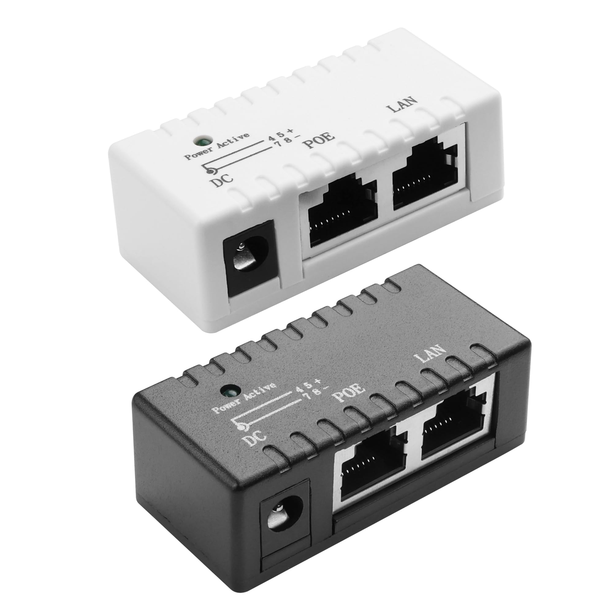 YACSEJAO 2 adattatori PoE passivi a porta singola, 5-48 V CC, 96 W, iniettore/splitter, Ethernet 10/100 Mbps, compatto per telecamere di sicurezza/sistemi solari