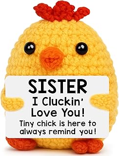 Sister Birthday Gifts for Sister, The Chicken Sisters Christmas Stocking Stuffers Gifts, Big Sister I Love You Gift, Back to School Xmas Easter Mothers Day Funny Handmade Crochet Chicken Present