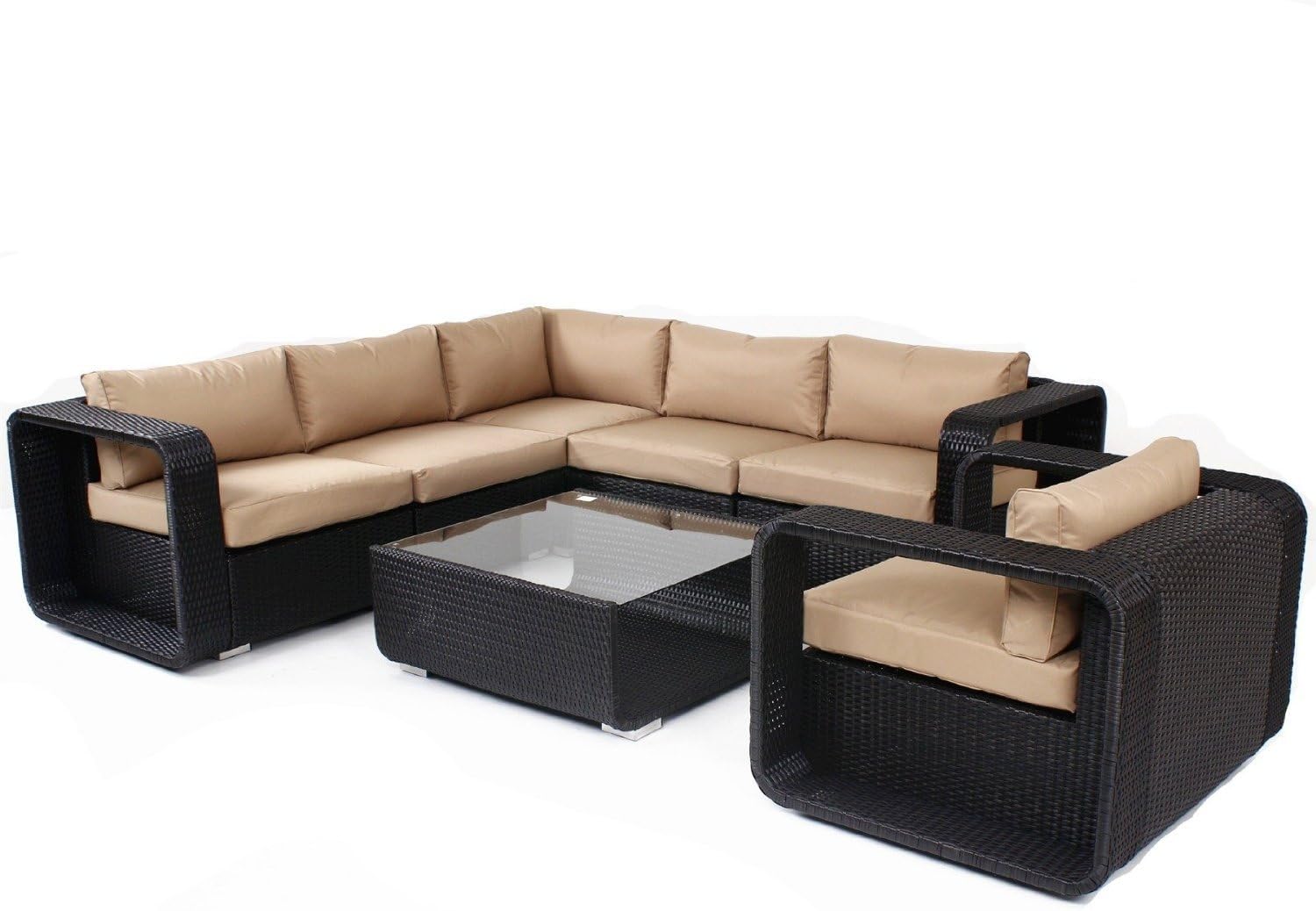 husen Outdoor Stylish Rattan Wicker Sofa Sectional Patio Furniture Set