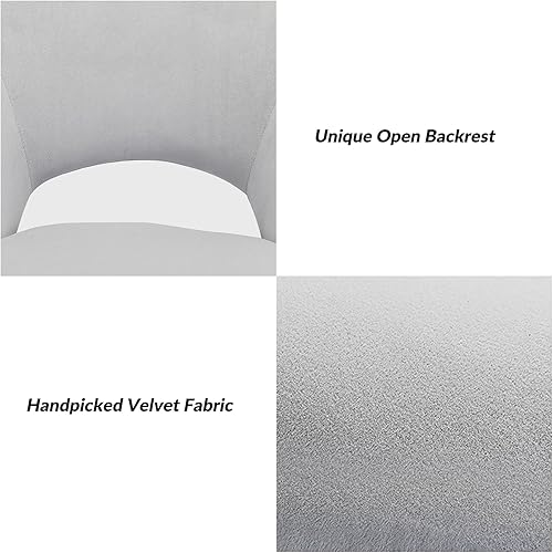 Miniatura 6 de TINA'S HOME Silla de oficina moderna de terciopelo con giro ajustable, cómoda silla de escritorio tapizada con respaldo abierto, pequeña y bonita