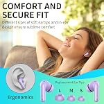 Wireless Earbuds, Bluetooth Headphones 5.4 HiFi Stereo, Wireless Earphones with ENC Noise Cancelling Mic, IP7 Waterproof in Ear Headphones, LED Digital Display Ear Buds, Touch Control, Purple