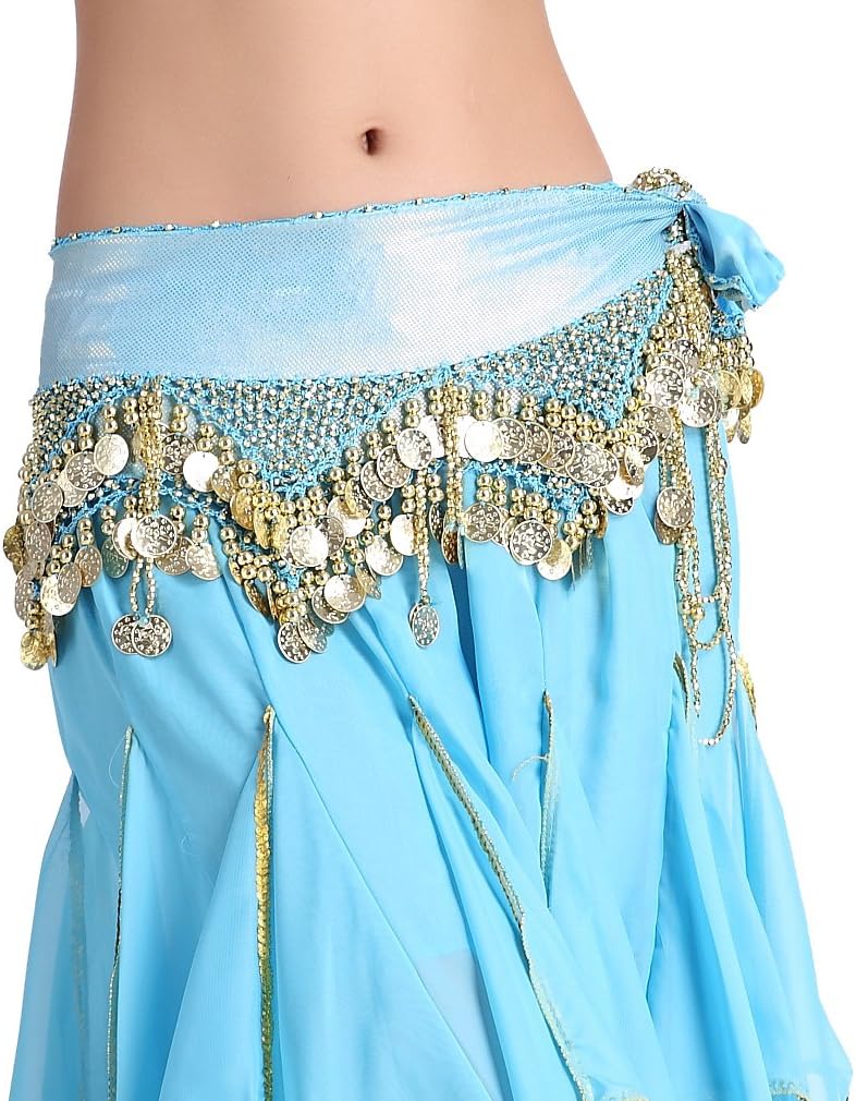 ZLTdream Women's Belly Dance Necklace Hip Scarf With Gold Coins
