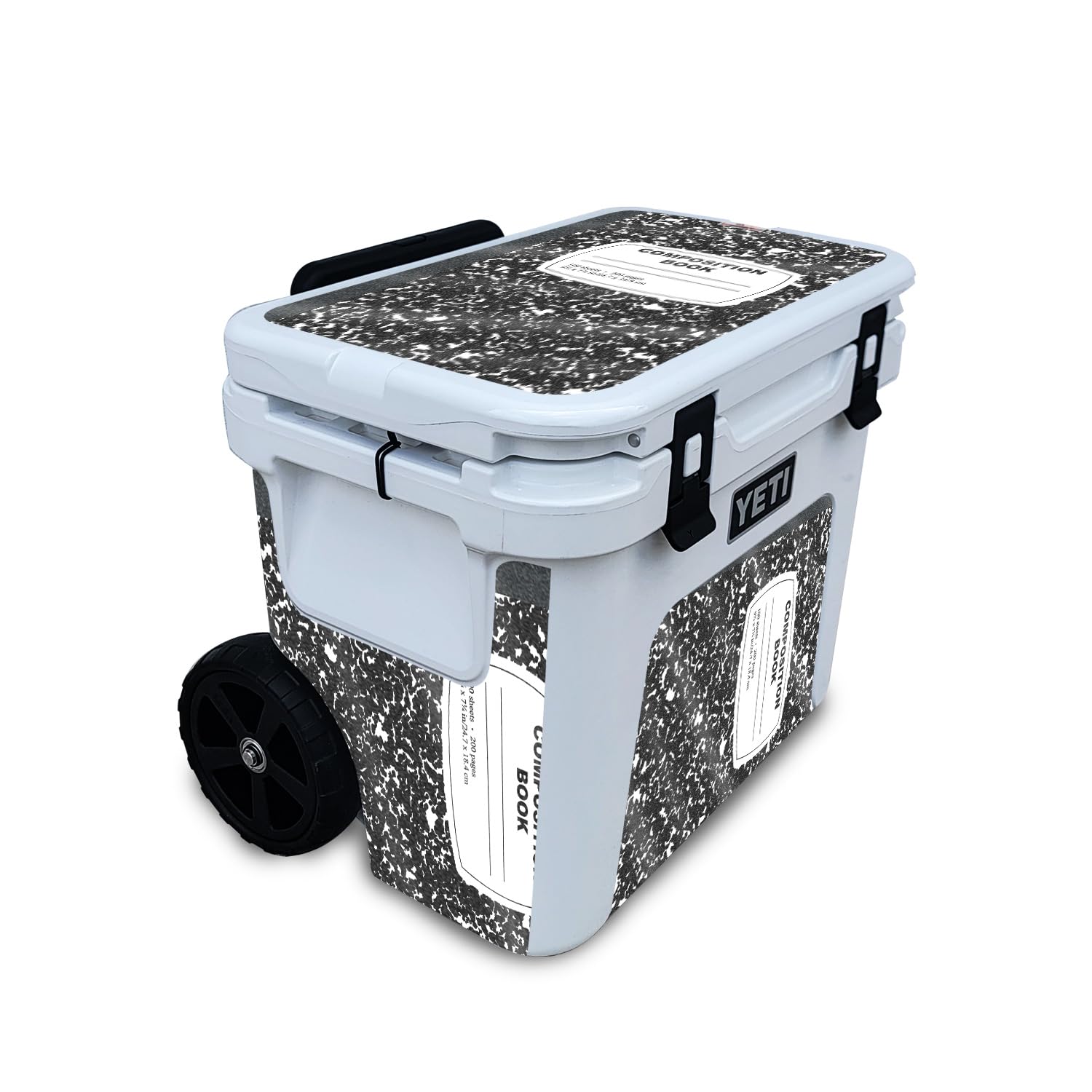 Glossy Glitter Skin Compatible with Yeti Roadie 32 Wheeled Cooler - Composition Book - Premium 3M Vinyl Protective Wrap Decal Cover - Easy to Apply | Crafted in The USA by MightySkins