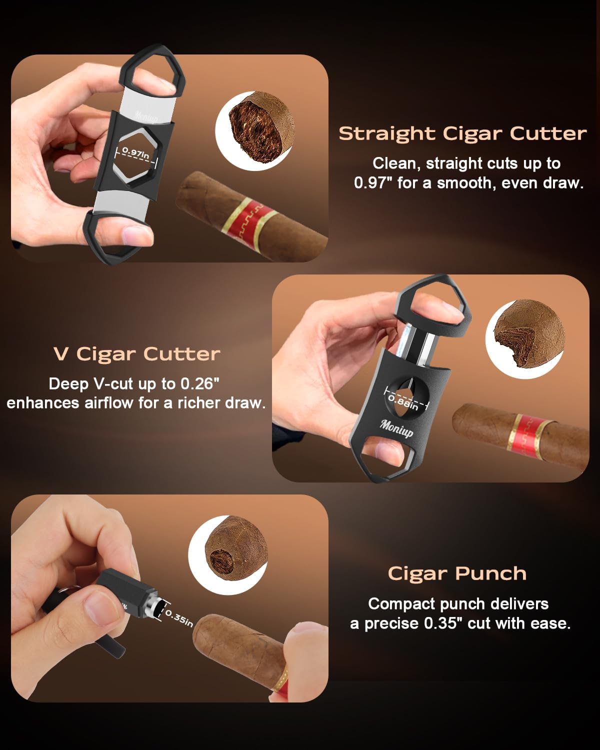 Cedar Wood Cigar Humidor with V+Straight Cigar Cutter, Cigar Draw Enhancer image 5