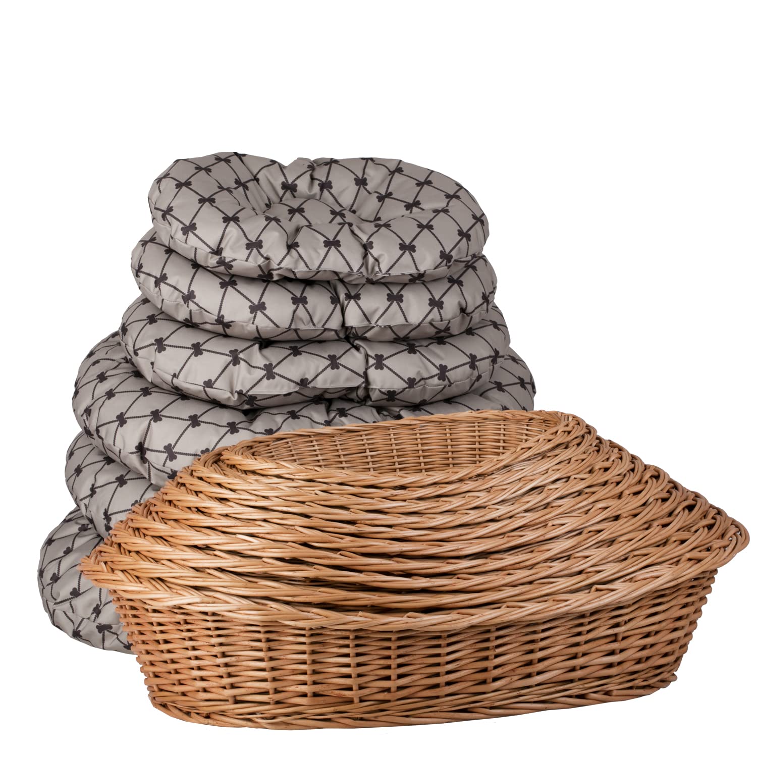 Cestino per cani in vimini di colore naturale, cestino per animali domestici (beige, 95 x 72 H27)