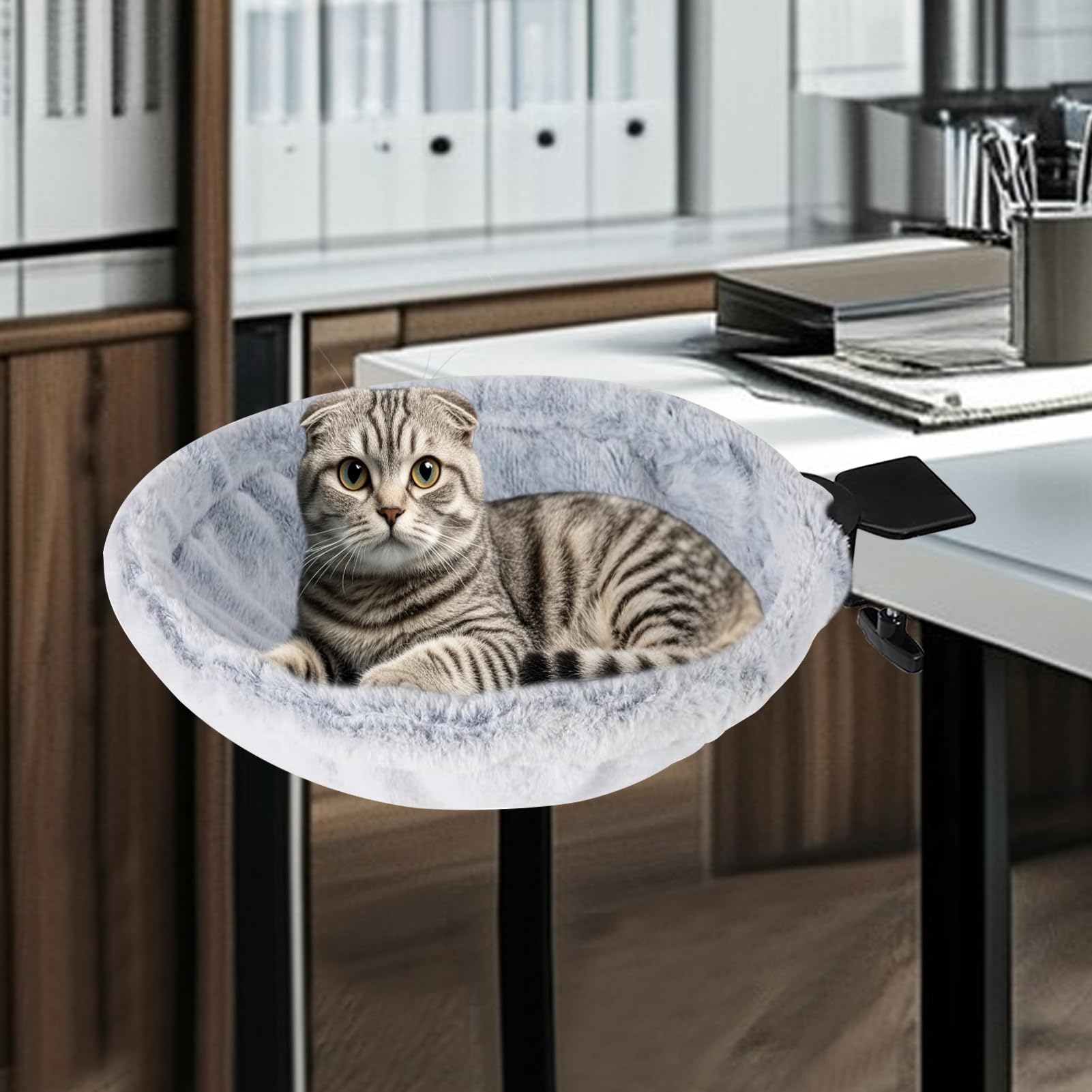 Cama de escritorio para gatos, cómoda hamaca para gatos, soporta hasta 23 kg, cama lavable para gatos, para interiores, espacio de trabajo, balcón, ventana, salón