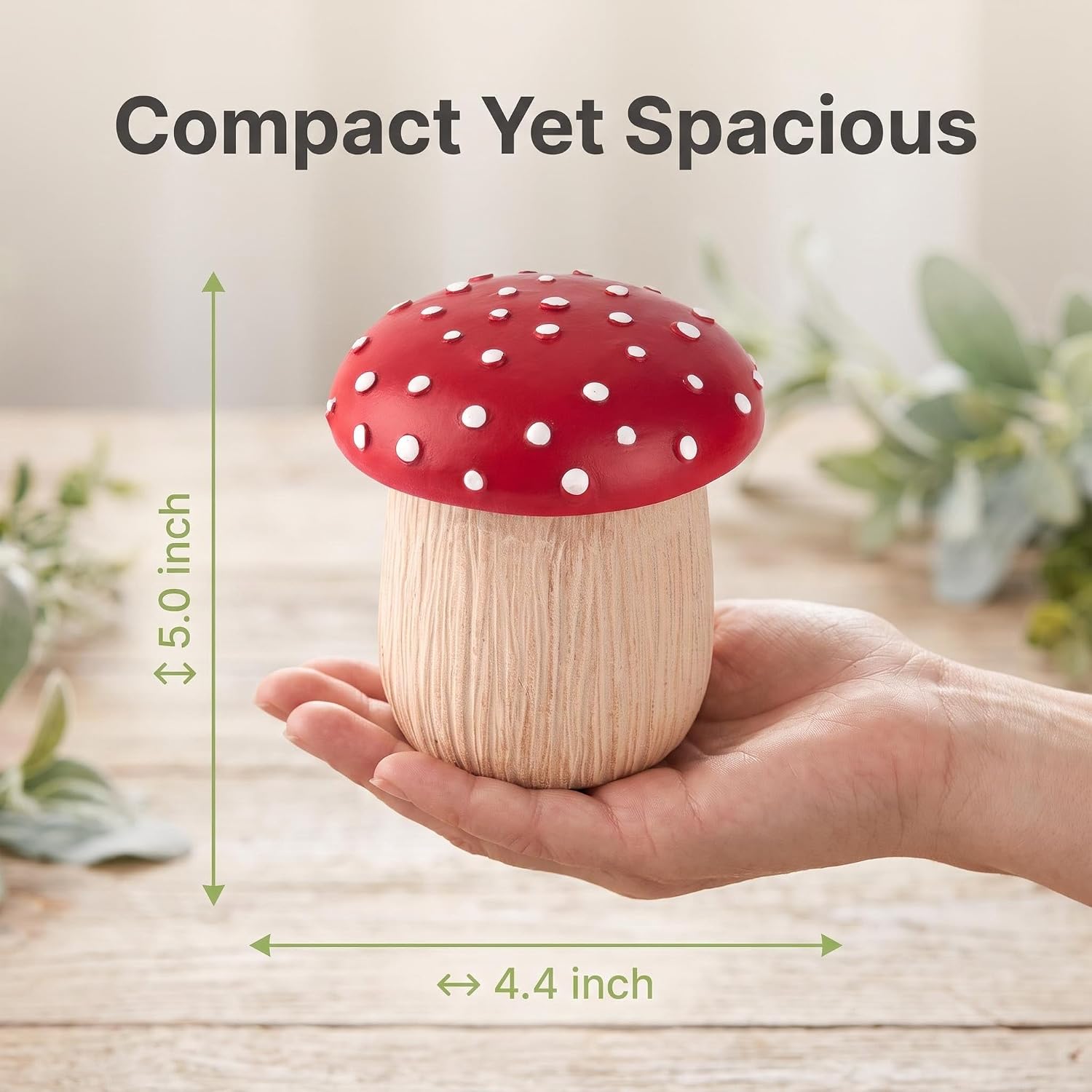Mushroom Resin Qtip Holder 2 Pack Cotton Swab Ball Bathroom Organizer Jar | 2-pack resin mushroom jars with lids for organizing Q-tips, cotton balls, and pads on bathroom vanity counters.