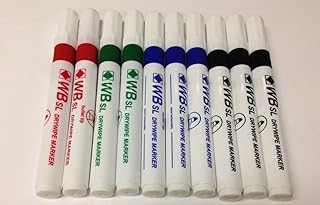 PACK OF 10 ASSORTED SL WHITEBOARD FLIPCHART MARKER PENS. 3x BLACK, 3x BLUE, 2x RED 2x GREEN. BULLET TIP. DRYWIPE