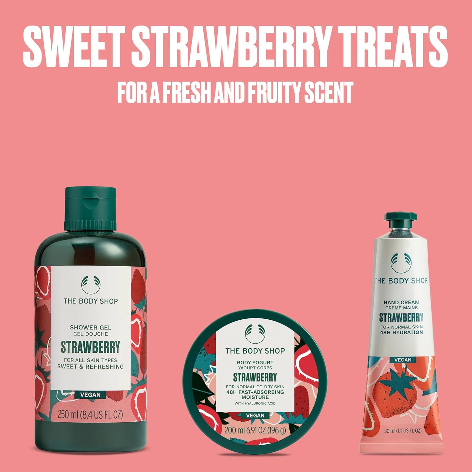 The Body Shop Strawberry Gift Set - 3 Piece Set, Includes Shower Gel, Body Yogurt, Hand Cream, Vegan - Image 3