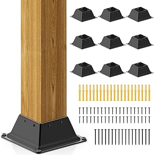 10 Pcs 4x4 Post Base, 3.6" x 3.6" Internal Post Bracket, Powder Coated Steel Post Anchor Ideal for Standard Wood, Deck Fence, Mailbox & Handrail