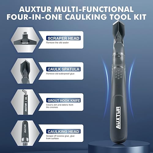 Miniatura 2 de AUXTUR Herramienta de calafateo de aluminio, kit de herramientas de acabado sellador 4 en 1 (cabezal de acero inoxidable), herramienta de raspador,