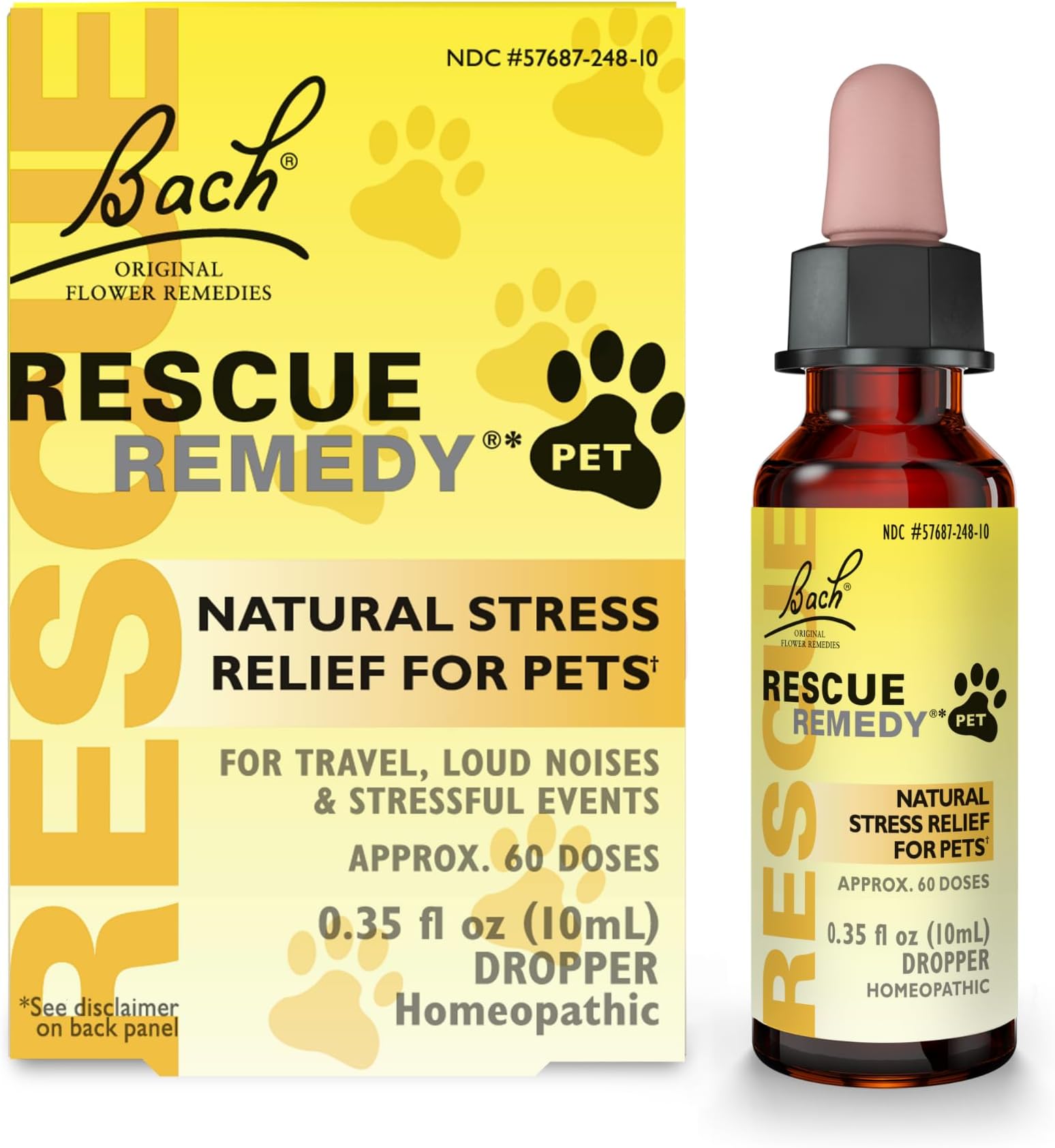 Rescue Remedy Pet Dropper - 10mL - Stress & Tension Support for Dogs & Cats with Bach Natural Flower Essences - Sedative-Free, Homeopathic Liquid Formula - For All Breeds, Ages & Weights