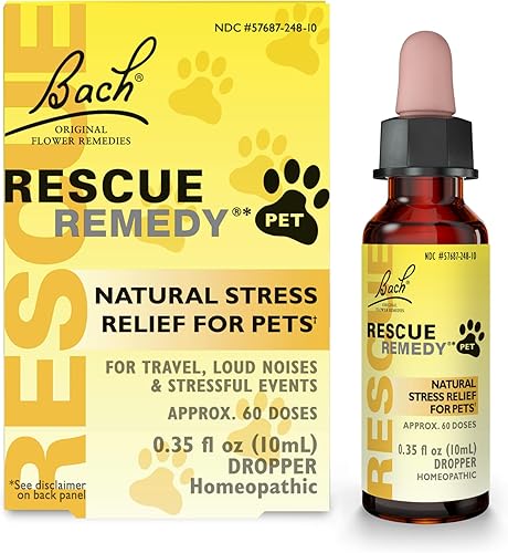 Rescue Remedy Pet Dropper - 10mL - Stress & Tension Support for Dogs & Cats with Bach Natural Flower Essences - Sedative-Free, Homeopathic Liquid