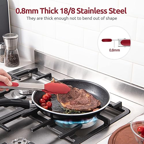 Miniatura 5 de Pinzas de cocina resistentes al calor de 600F U-Taste Pinza de cocina de silicona grande de 12 pulgadas con puntas de goma antiadherentes