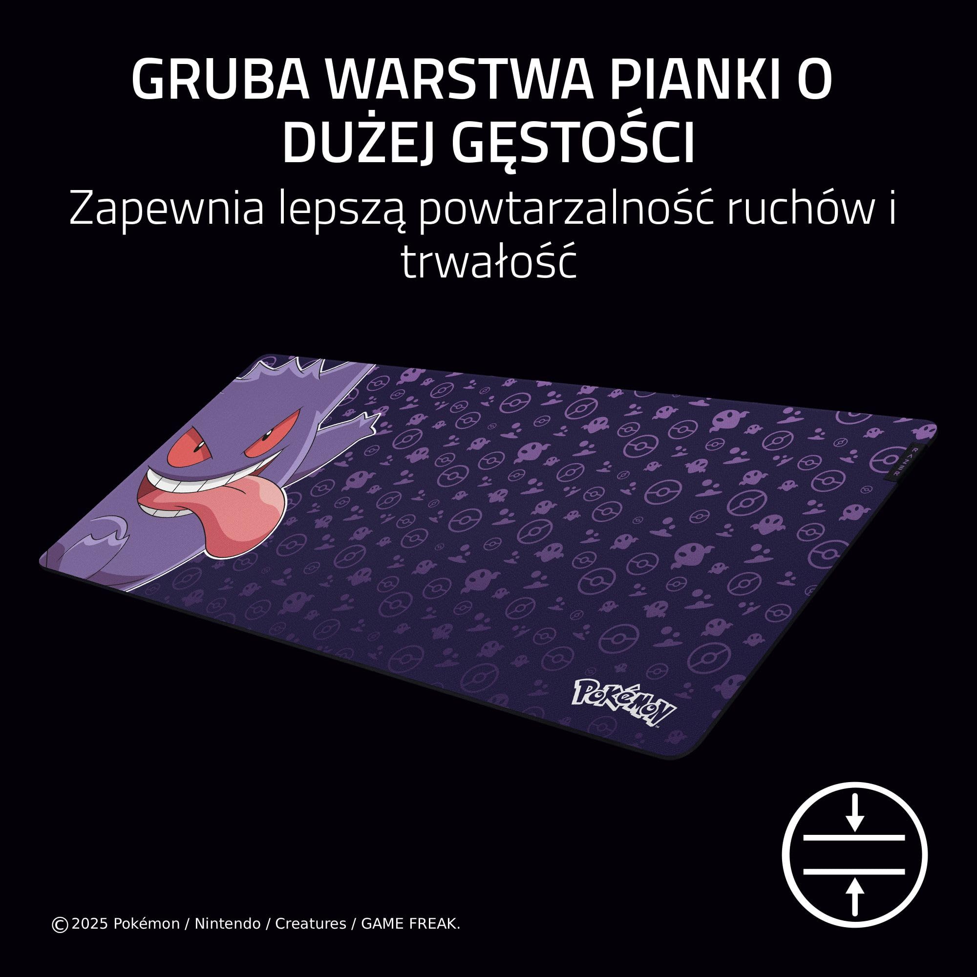 Razer Gigantus V2 XXL Pokémon Gengar - Miękka podkładka pod mysz do gier zapewniająca szybkość i kontrolę - Teksturowana powierzchnia z mikrowłóknem - 940 x 410 x 3 mm | Pokémon Gengar