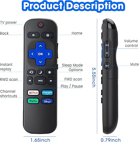 Miniatura 5 de Paquete de 2 controles remotos de repuesto solo para Roku TV, compatible con televisores TCL RokuHisense RokuOnn RokuSharp RokuElement