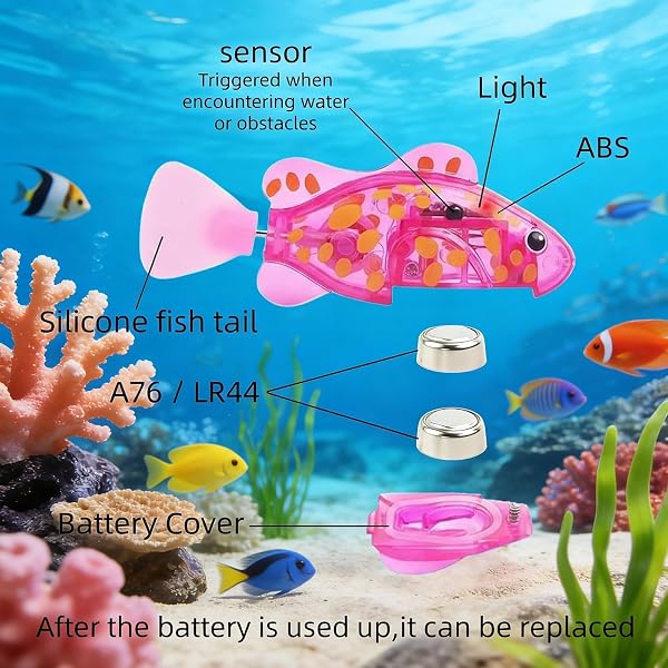Magic Water-Activated Glowing Swimming Fish, Pool Toy Robotic Fish, Interactive Colorful Robot Fishes for Bathtub, Swimming Pool (4pcs) - 4