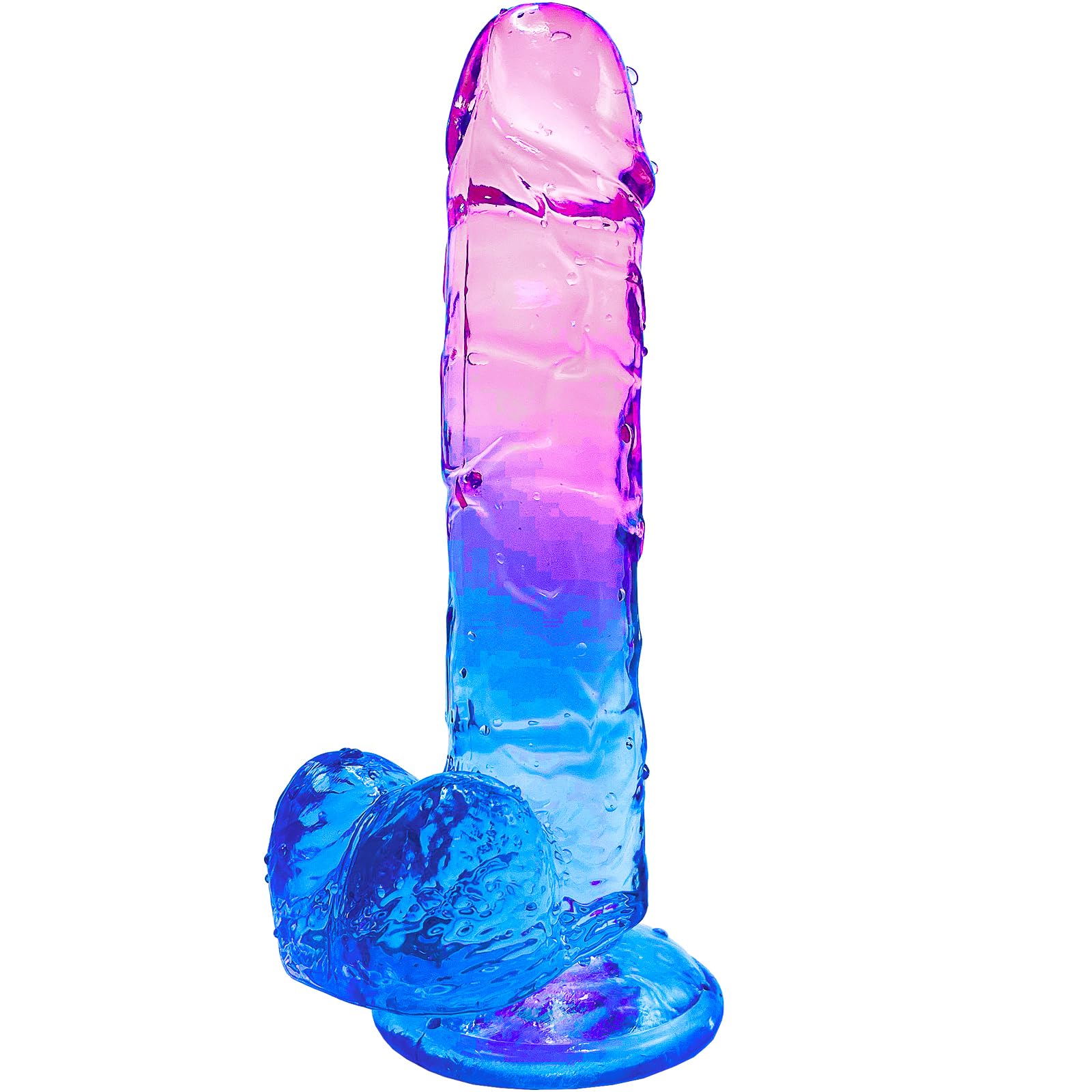 Adult Sex Toy with Suction Cup Dildo,Small Realistic Clear 6 inch Cute Purple-Blue Dildo, Suitable for Beginner Women/Men/Gay with Thin and Slim Poke, can be Use for G-spot and Anal 6 Inch Purple-Blue
