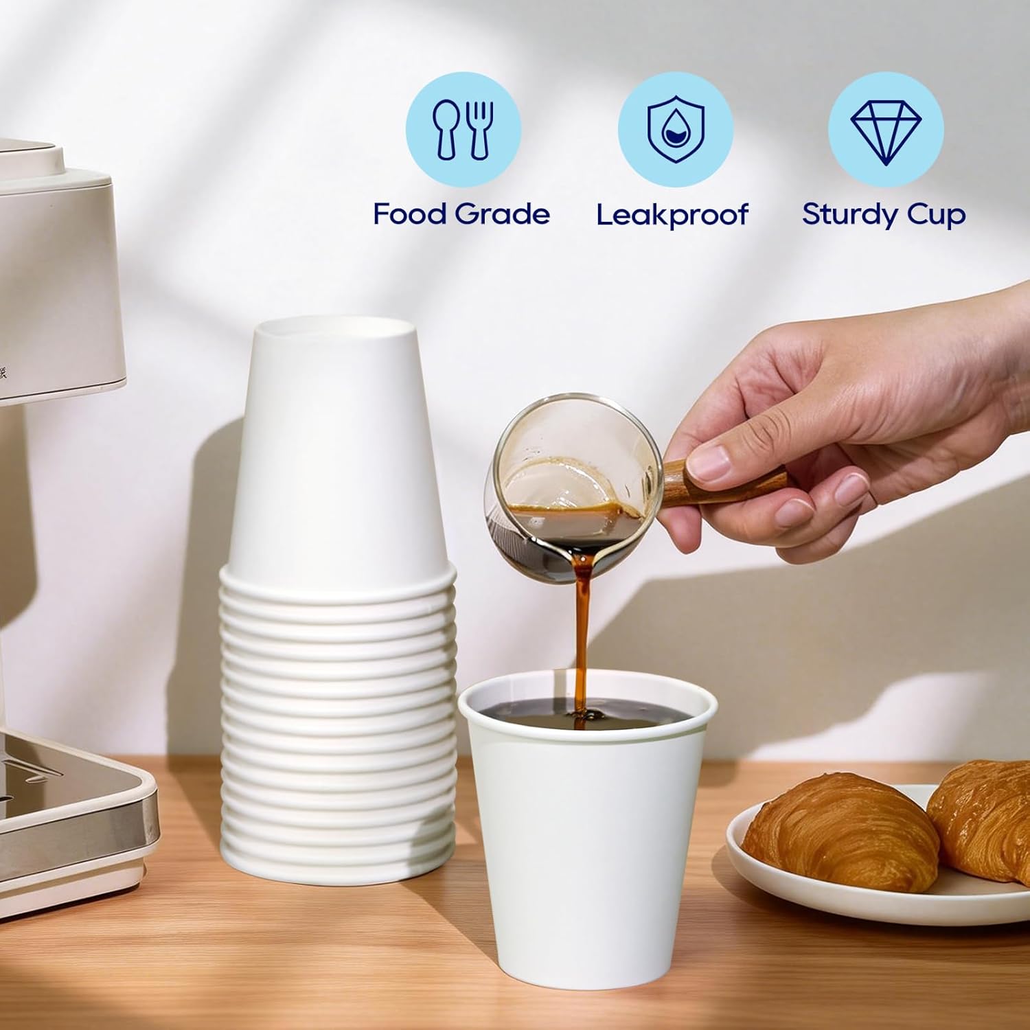LITOPAK 270 Pack 10 oz Disposable Paper Coffee Cup, Drinking Cups for Water, White Paper Hot Coffee Cups, Suitable for Party, Picnic, Travel, and Events