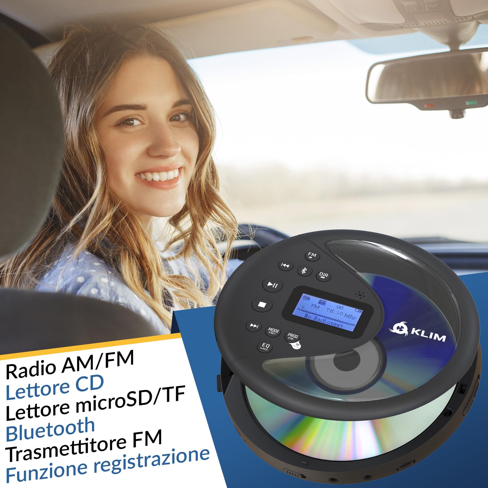 KLIM Discover Przenośny Odtwarzacz CD HiFi Radio FM Bluetooth MP3 Audiolibri