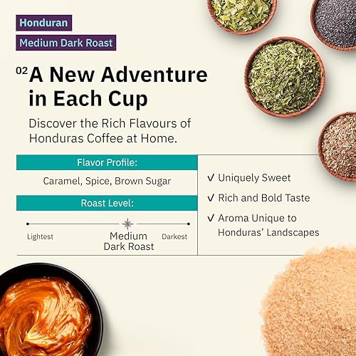Miniatura 2 de Café molido hondureño de origen único, café orgánico especializado - Comercio justo, tostado medio oscuro, granos de café 100% arábica - Tostado a