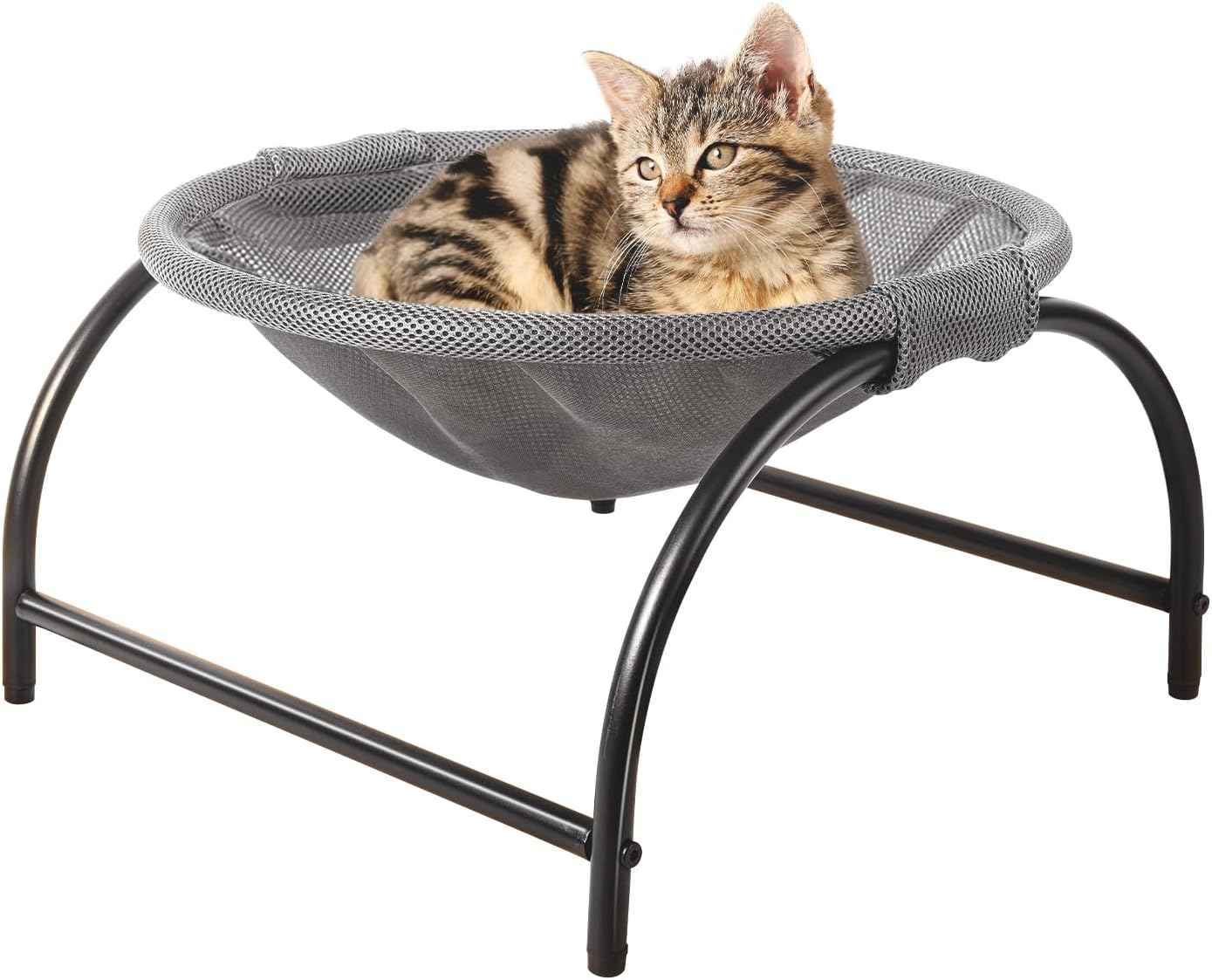 Cat Hammock Bed, 43×43×24cm Breathable & Whole Wash Free-Standing Cat Sleeping Bed - Easy Assembly Pet Hammock for Kittens/Small Dog Useable in Indoors Outdoors, Grey