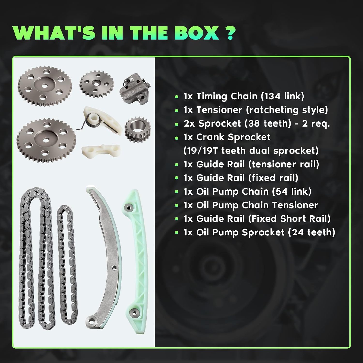 SCITOO 9-0727s Engine Timing Chain Kit Sets Replaces for ford Focus Transit Connect 2.0L