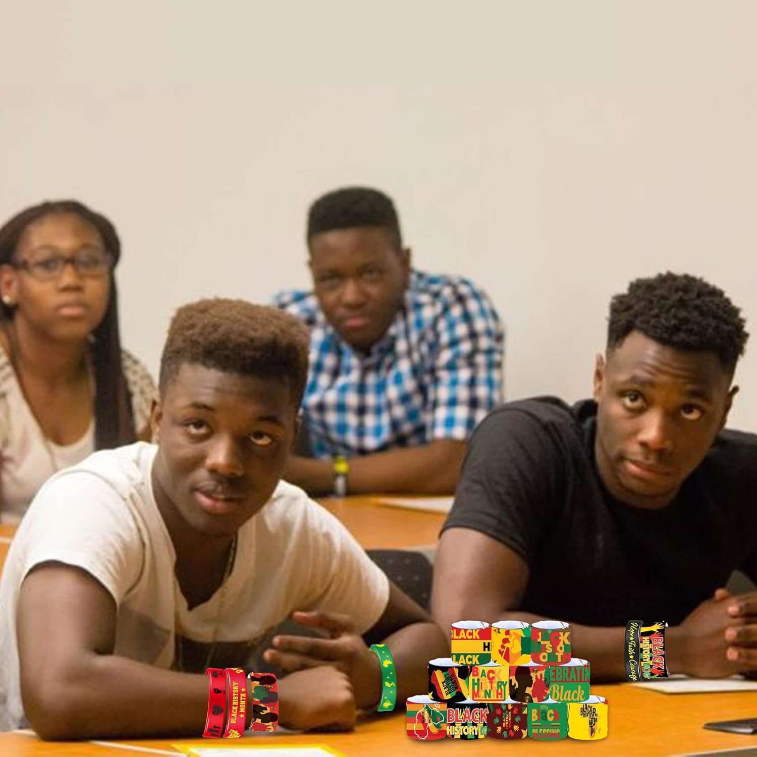 48 PCS Happy Black History Month Party Favors Slap Bracelets for Silicone Wristbands for Birthday Party Supplies Classroom Prizes American Freedom Day Patriotic Party Decorations Gift Bag Fillers - Image 4