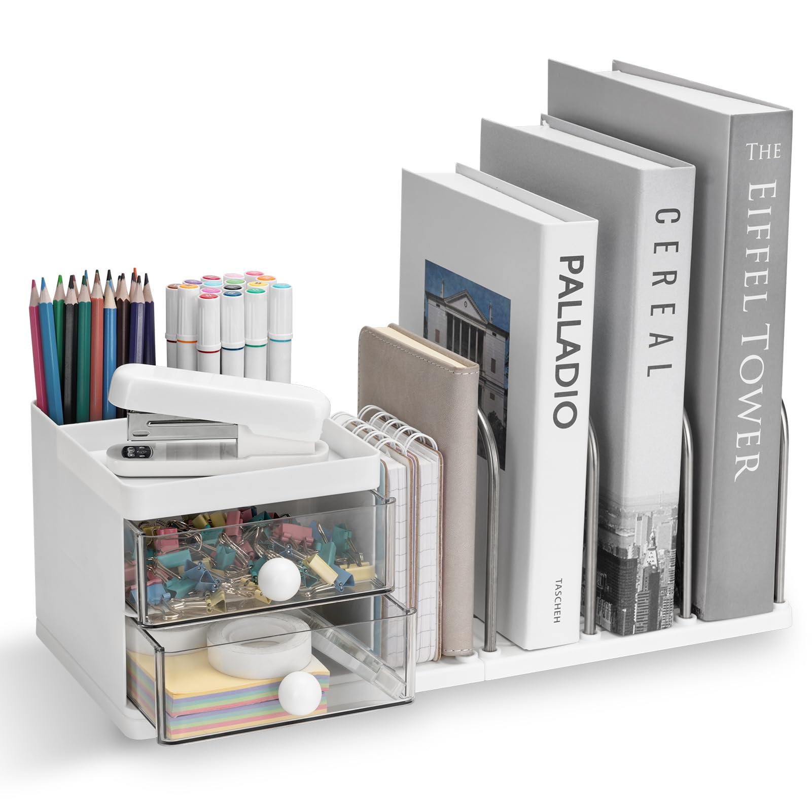 RISEMART Desk Organiser with File Holder, Versatile Desk Tidy Stationery Storage