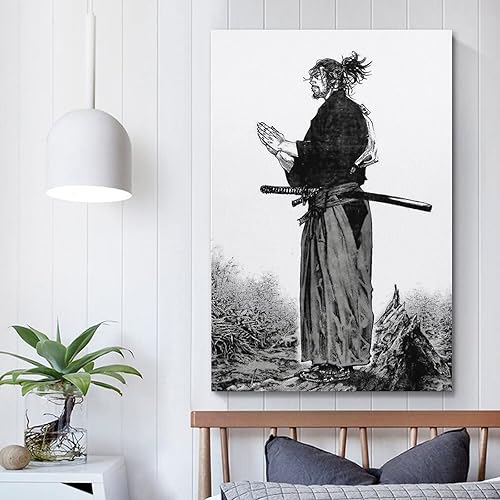 Miniatura 5 de NJYXART Póster de Vagabond Samurai en blanco y negro, pintura decorativa, lienzo, pósteres de pared e impresión artística moderna para decoración de